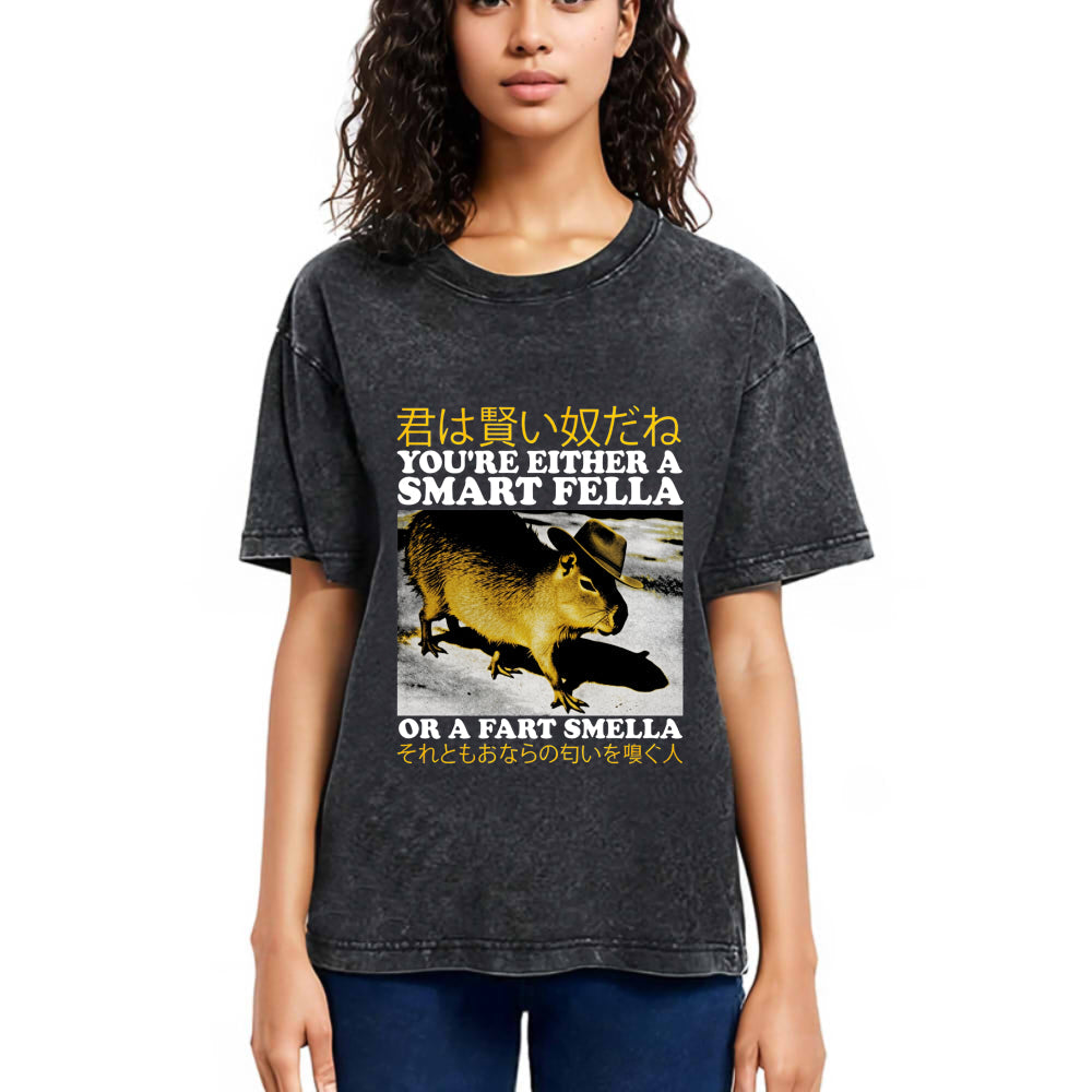 Tokyosol Japanese Smart Fella Capybara Washed T-Shirt