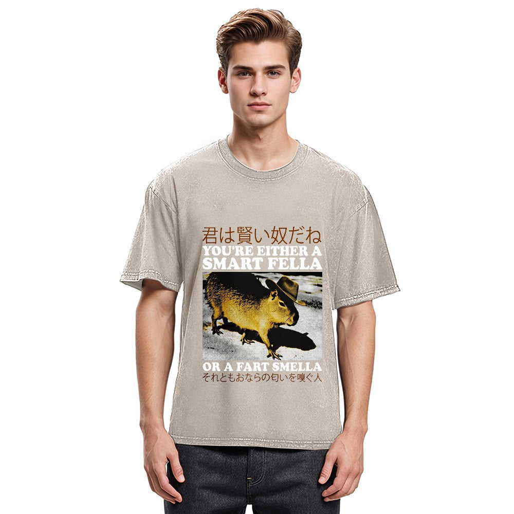 Tokyosol Japanese Smart Fella Capybara Washed T-Shirt
