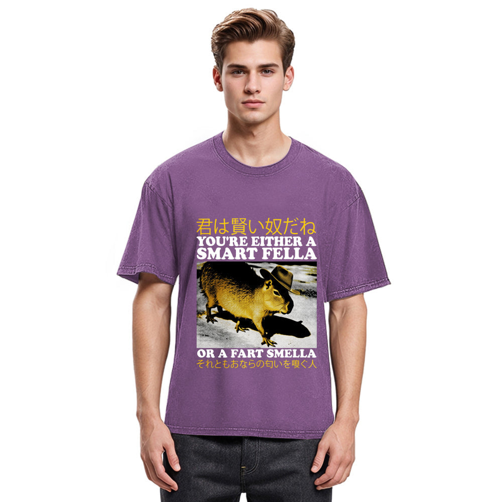 Tokyosol Japanese Smart Fella Capybara Washed T-Shirt