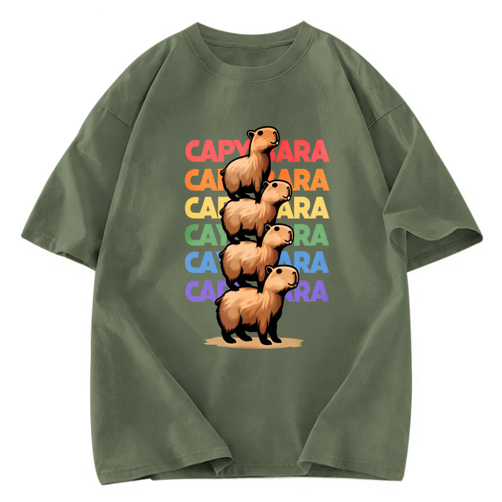 Tokyosol Funny Capybara Washed T-Shirt