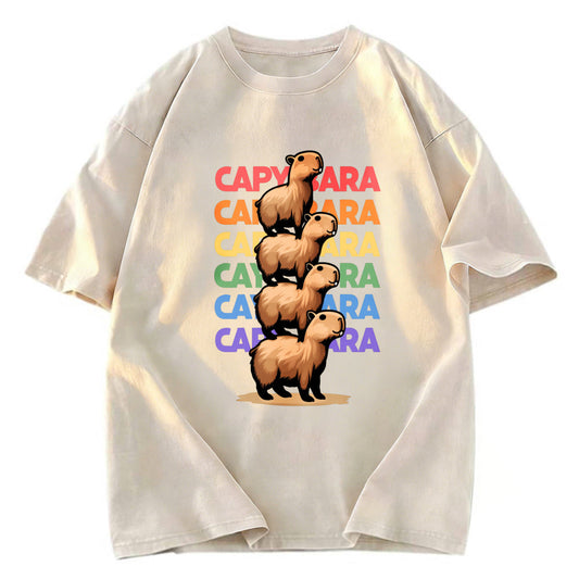 Tokyosol Funny Capybara Washed T-Shirt
