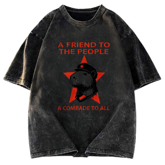 Tokyosol Capibalism Funny Washed T-Shirt