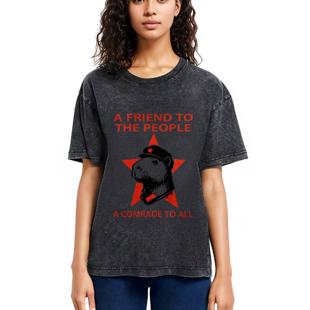 Tokyosol Capibalism Funny Washed T-Shirt