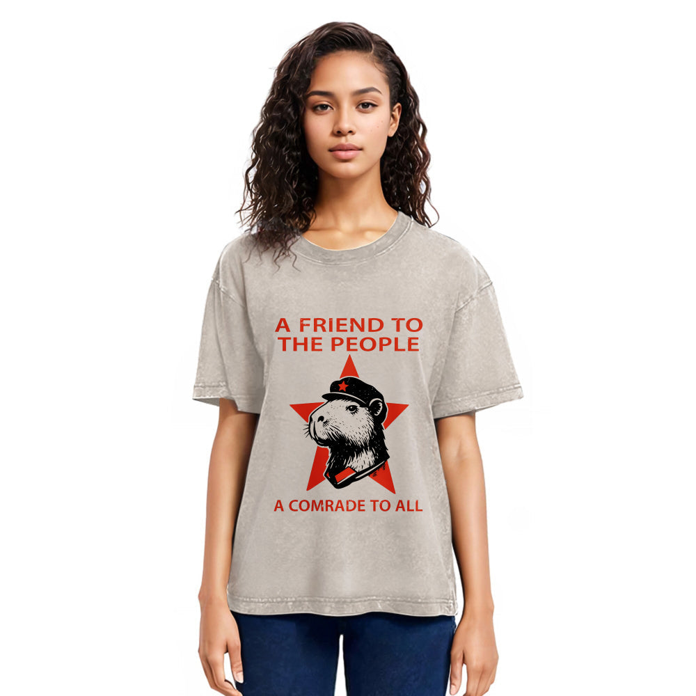 Tokyosol Capibalism Funny Washed T-Shirt