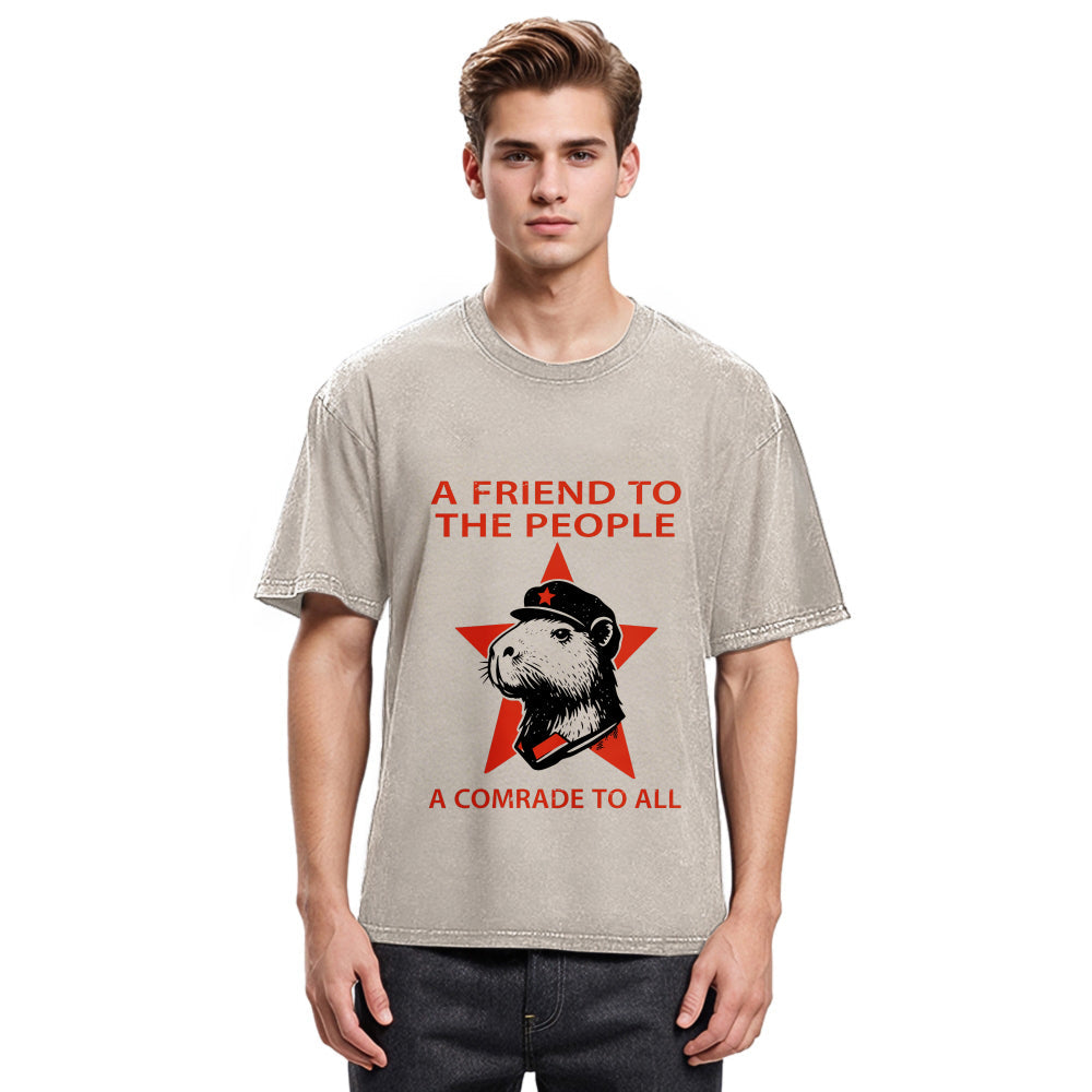 Tokyosol Capibalism Funny Washed T-Shirt