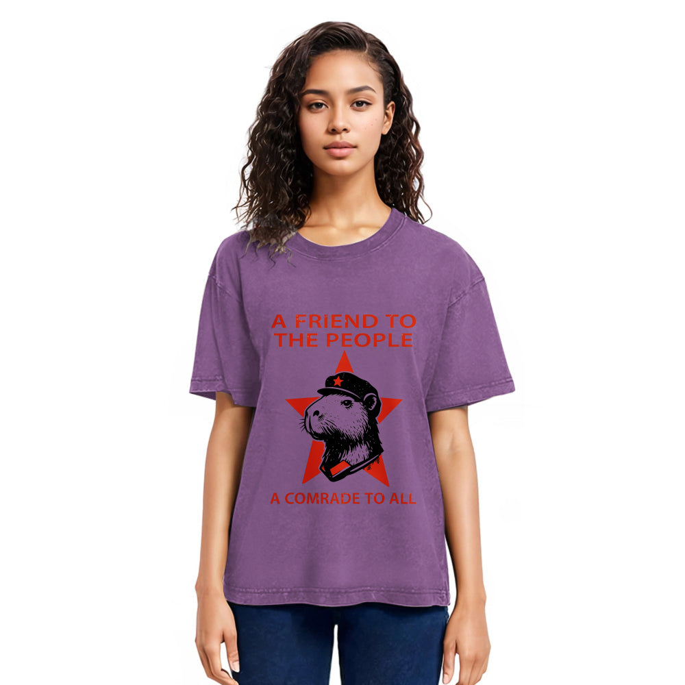 Tokyosol Capibalism Funny Washed T-Shirt