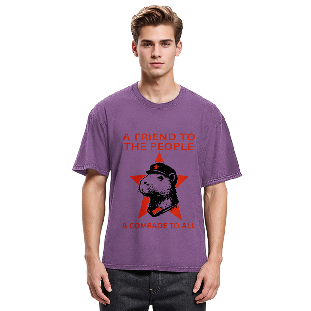 Tokyosol Capibalism Funny Washed T-Shirt