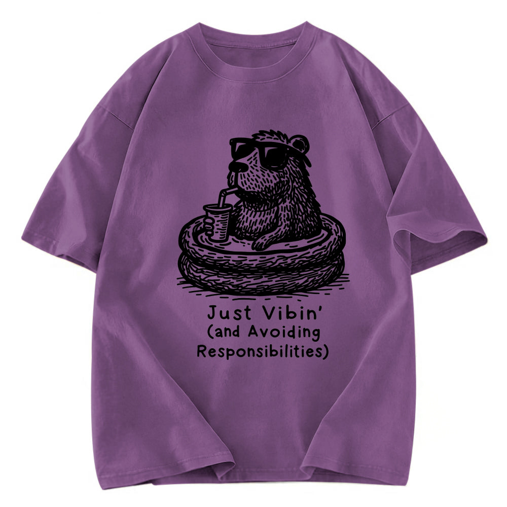 Tokyosol Capybara On A Bathing Vacation Washed T-Shirt