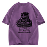 Tokyosol Capybara On A Bathing Vacation Washed T-Shirt
