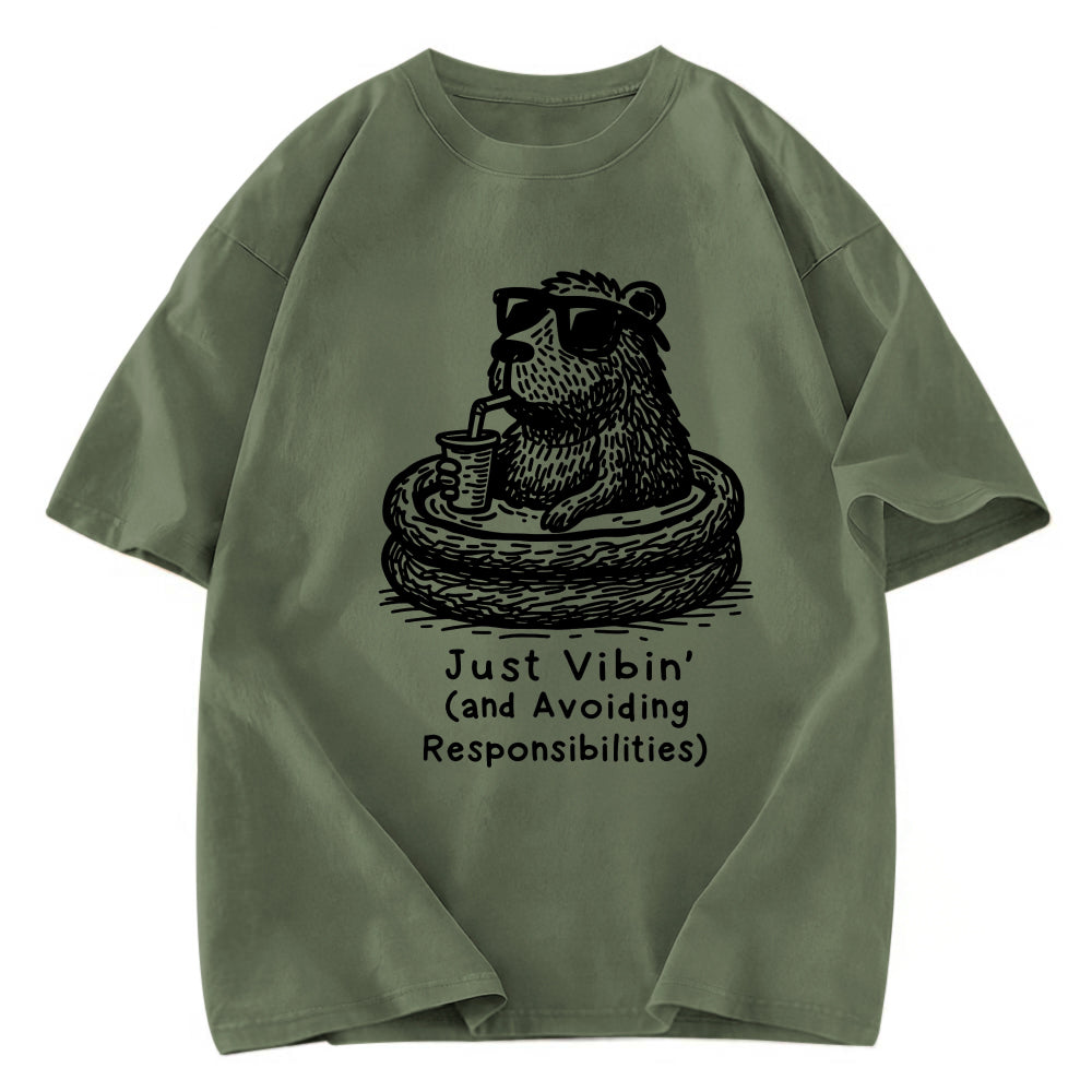 Tokyosol Capybara On A Bathing Vacation Washed T-Shirt