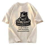 Tokyosol Capybara On A Bathing Vacation Washed T-Shirt