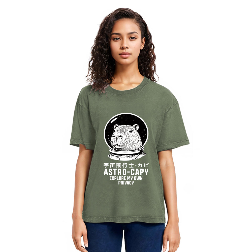Tokyosol Astronaut Capybara Washed T-Shirt