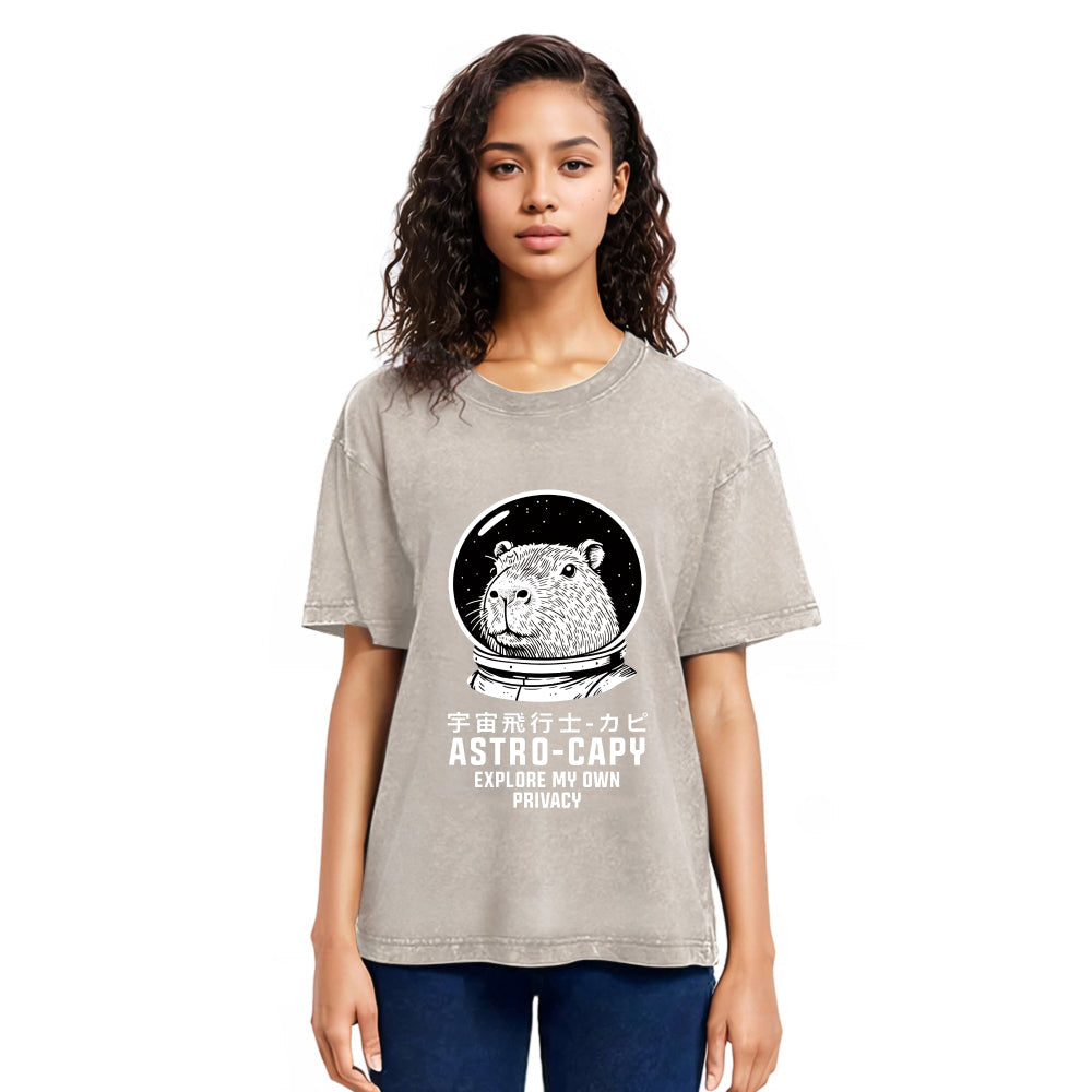 Tokyosol Astronaut Capybara Washed T-Shirt