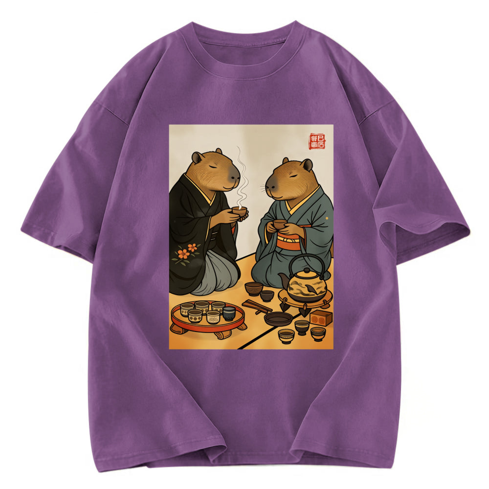 Tokyosol Capybara Tea Ceremony Washed T-Shirt