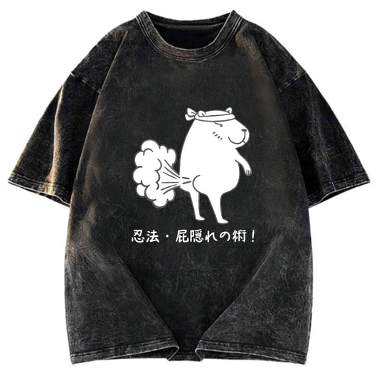 Tokyosol Funny Ninjutsu Fart Hiding Technique Washed T-Shirt