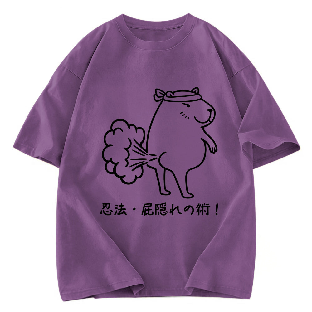 Tokyosol Funny Ninjutsu Fart Hiding Technique Washed T-Shirt