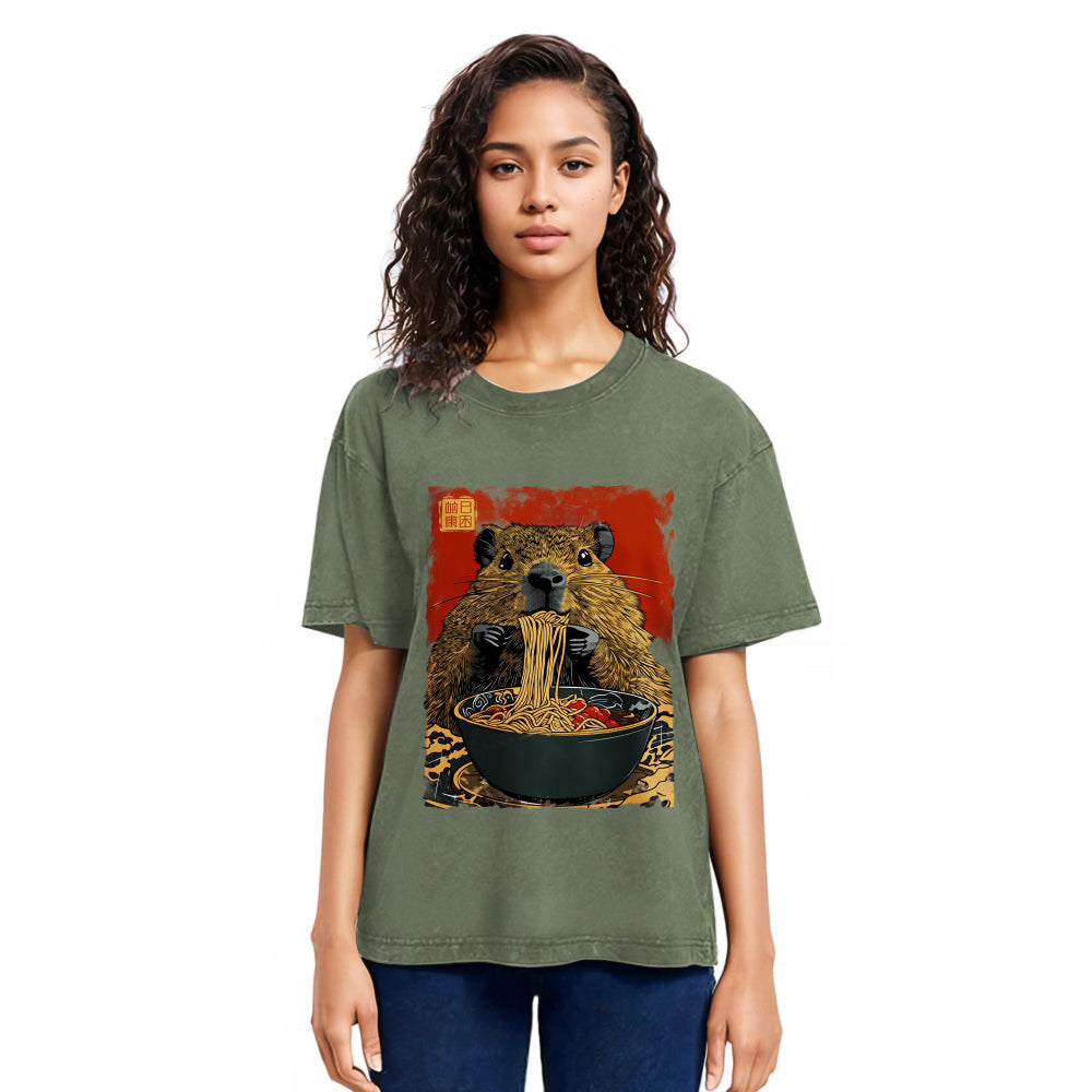 Tokyosol Capybara Ramen Lover Washed T-Shirt