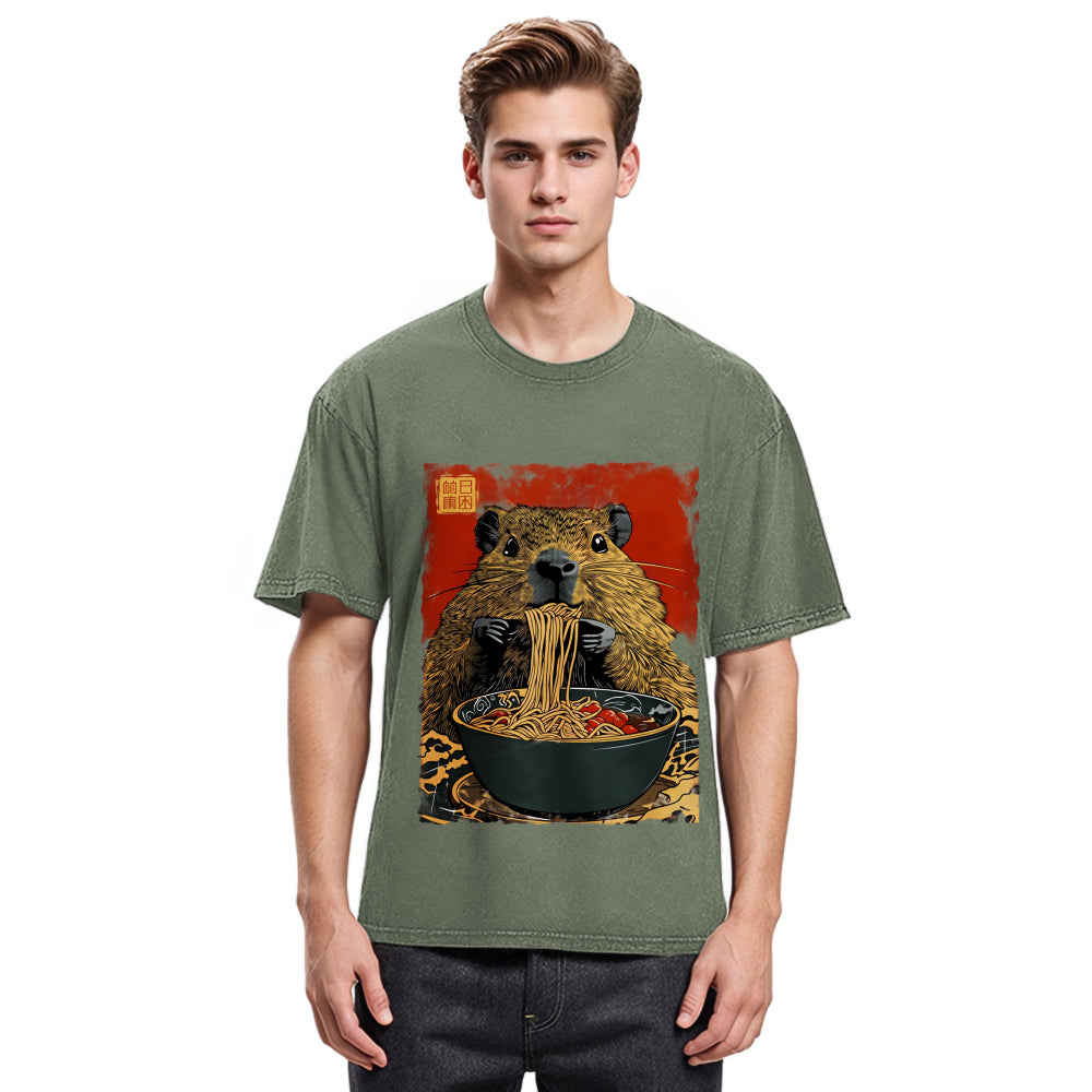 Tokyosol Capybara Ramen Lover Washed T-Shirt