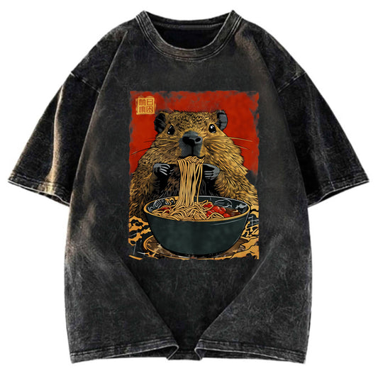 Tokyosol Capybara Ramen Lover Washed T-Shirt
