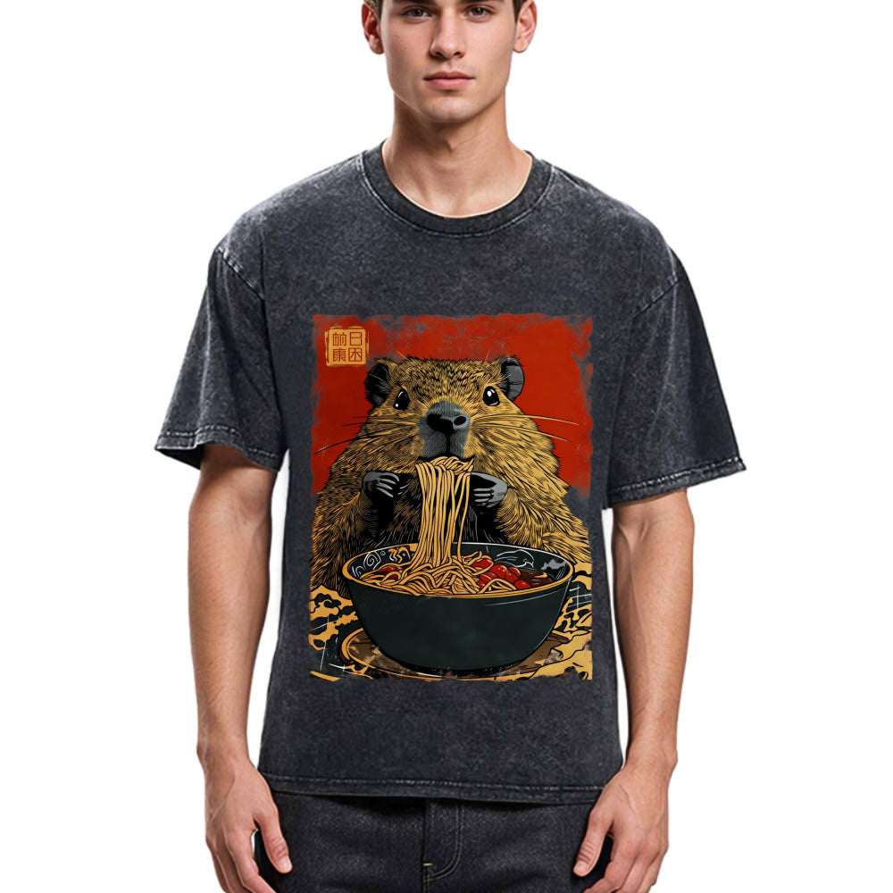 Tokyosol Capybara Ramen Lover Washed T-Shirt