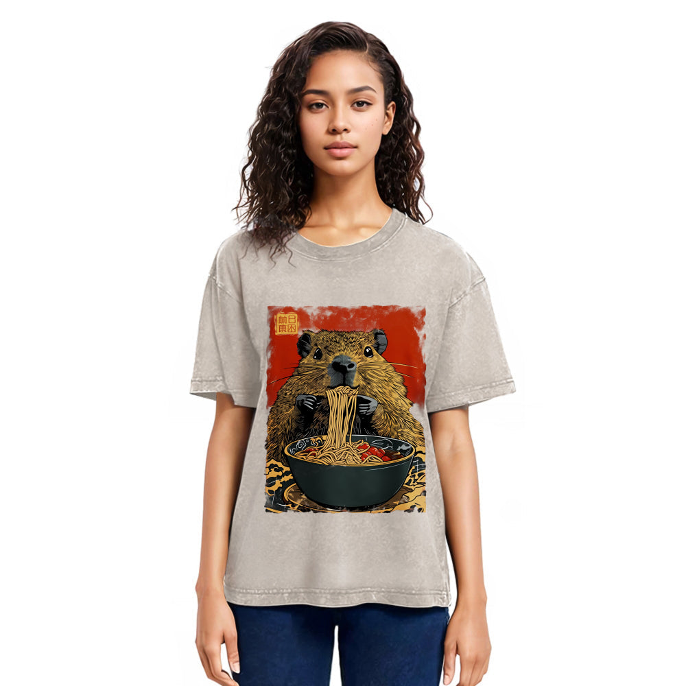 Tokyosol Capybara Ramen Lover Washed T-Shirt