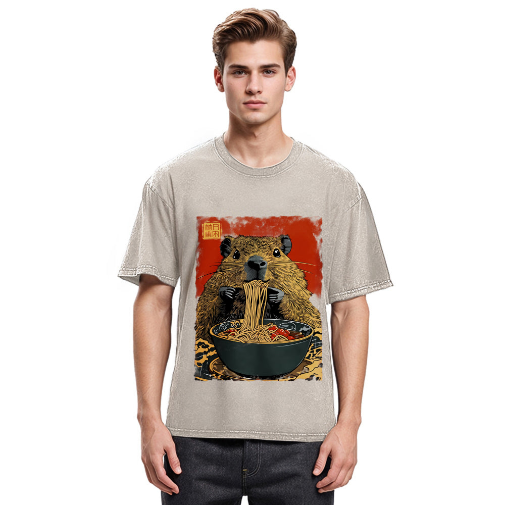 Tokyosol Capybara Ramen Lover Washed T-Shirt