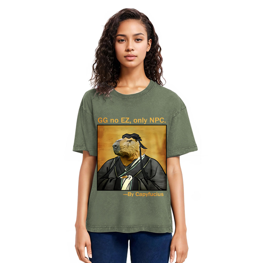 Tokyosol Confucius Capybara Quote Washed T-Shirt