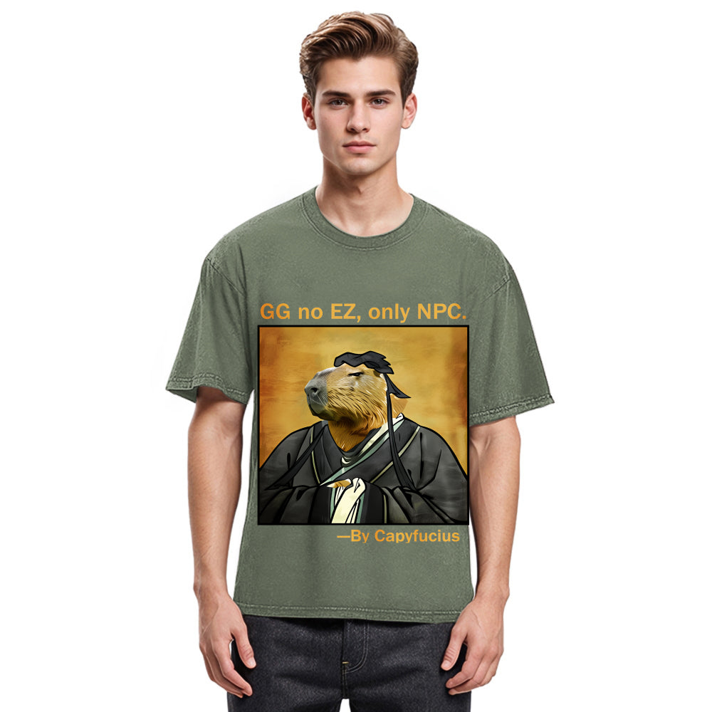Tokyosol Confucius Capybara Quote Washed T-Shirt