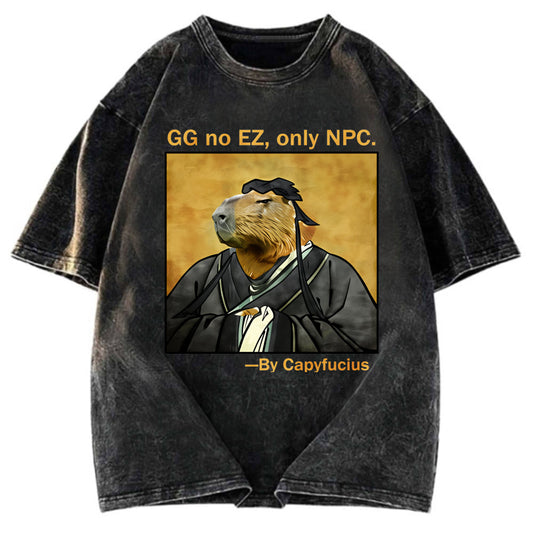 Tokyosol Confucius Capybara Quote Washed T-Shirt