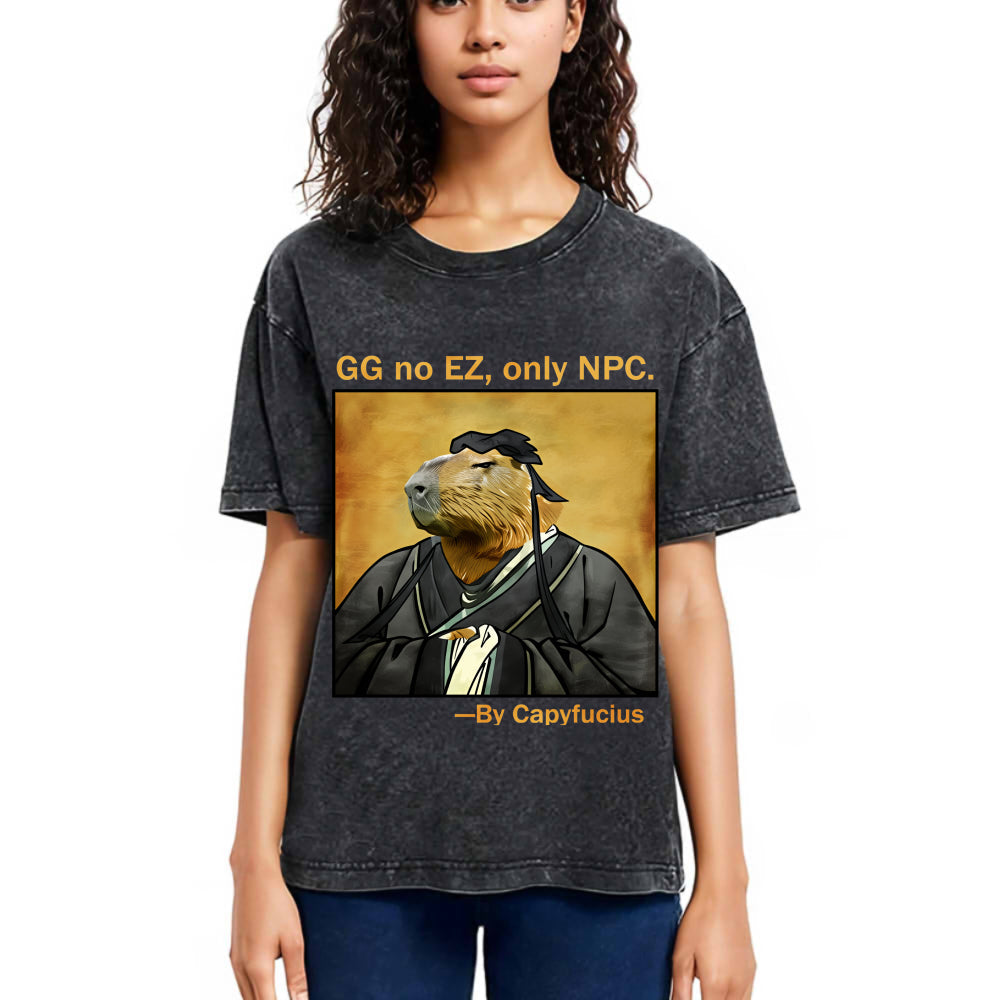 Tokyosol Confucius Capybara Quote Washed T-Shirt