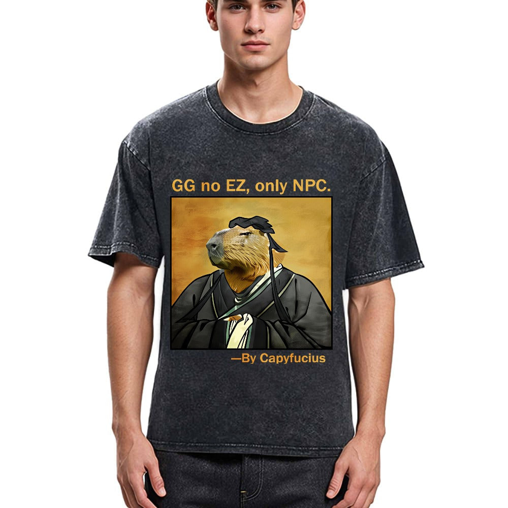 Tokyosol Confucius Capybara Quote Washed T-Shirt
