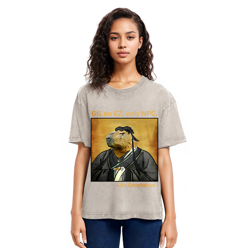 Tokyosol Confucius Capybara Quote Washed T-Shirt