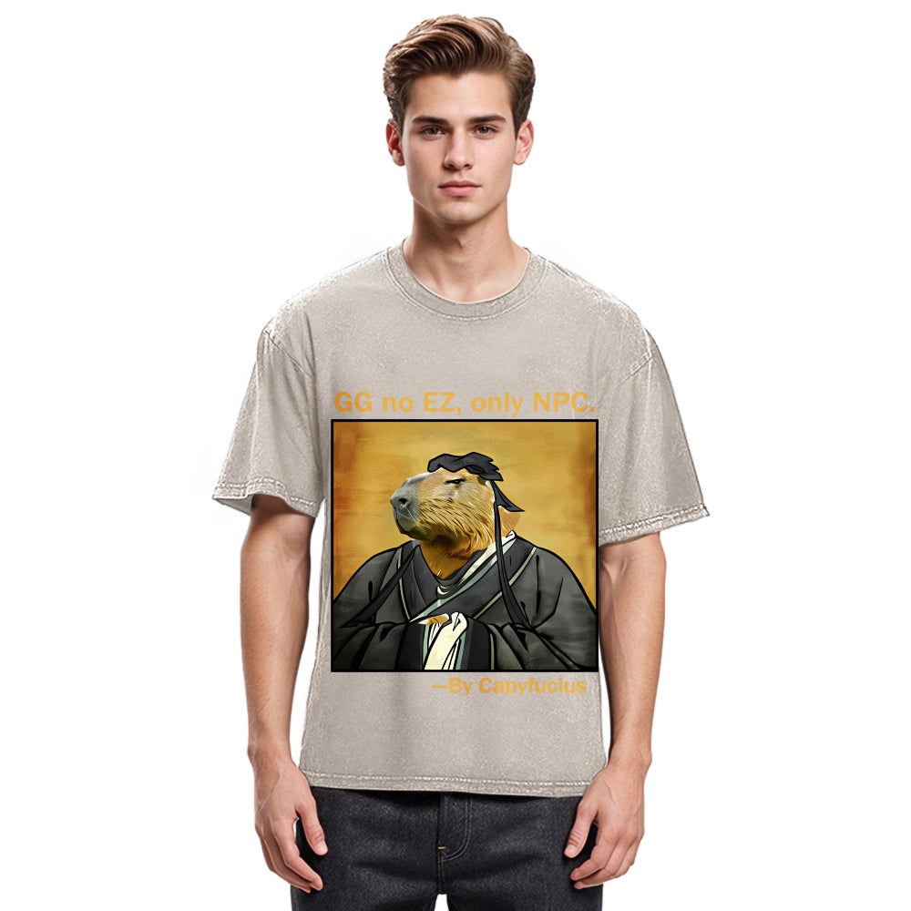 Tokyosol Confucius Capybara Quote Washed T-Shirt