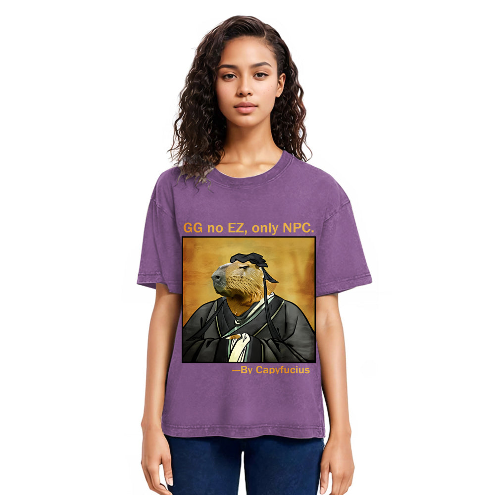Tokyosol Confucius Capybara Quote Washed T-Shirt