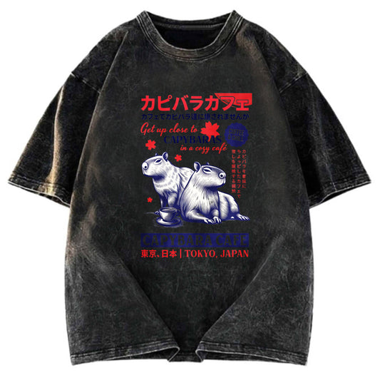 Tokyosol Tokyo Japan Capybara Cafe Washed T-Shirt
