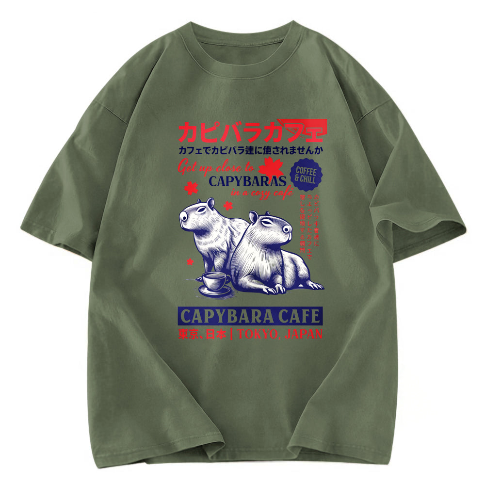 Tokyosol Tokyo Japan Capybara Cafe Washed T-Shirt