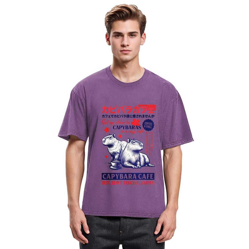 Tokyosol Tokyo Japan Capybara Cafe Washed T-Shirt