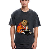 Tokyosol Cute Capybara Eating Ramen Washed T-Shirt
