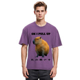 Tokyosol Ok I Pull Up Funny Capybara Washed T-Shirt