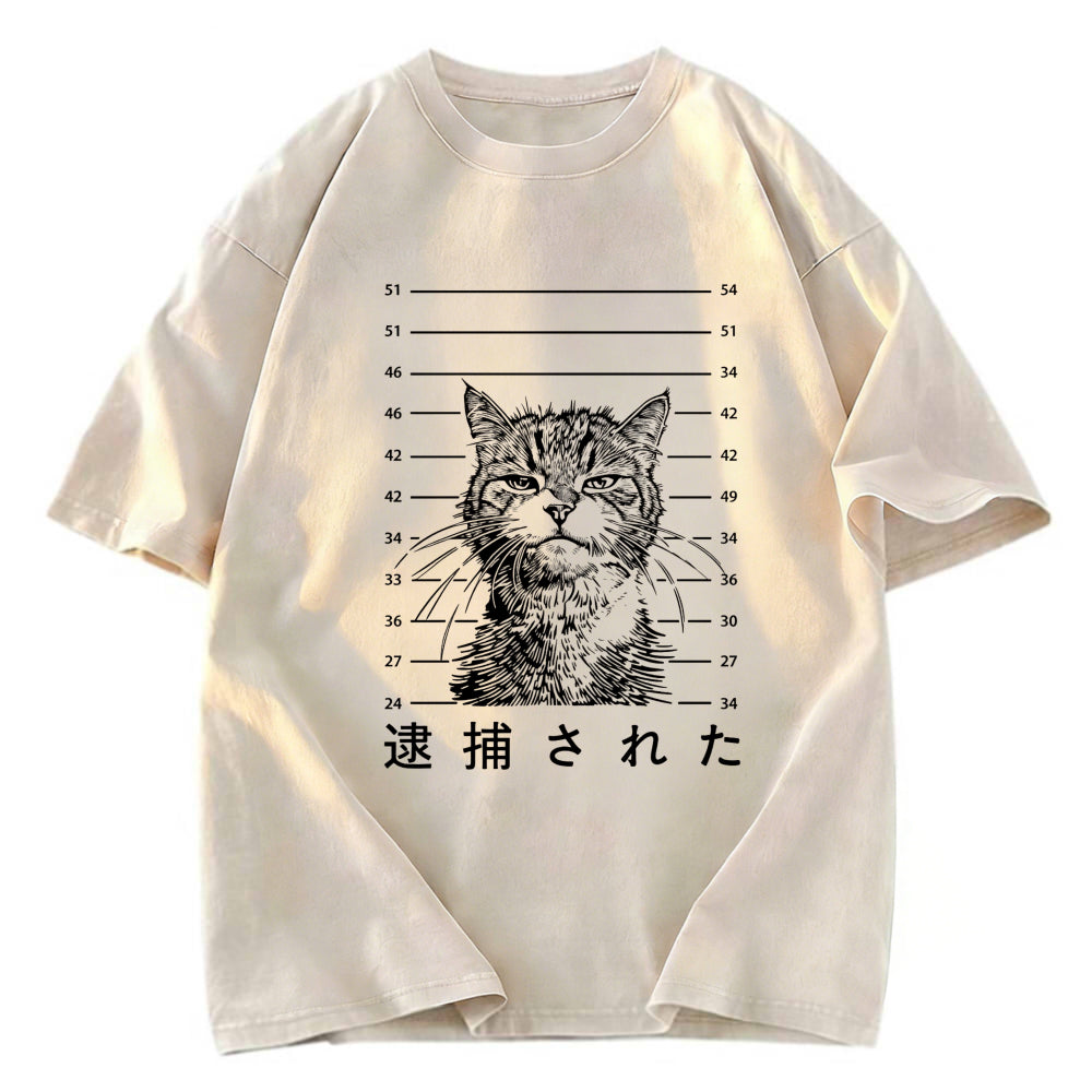 Tokyosol Cat That Was Arrested Washed T-Shirt