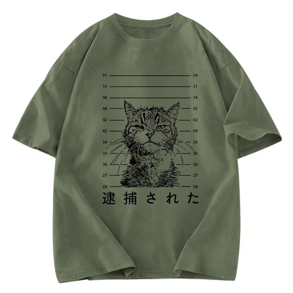 Tokyosol Cat That Was Arrested Washed T-Shirt