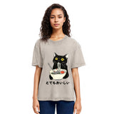 Tokyosol Cats Eat Ramen Noodles Washed T-Shirt