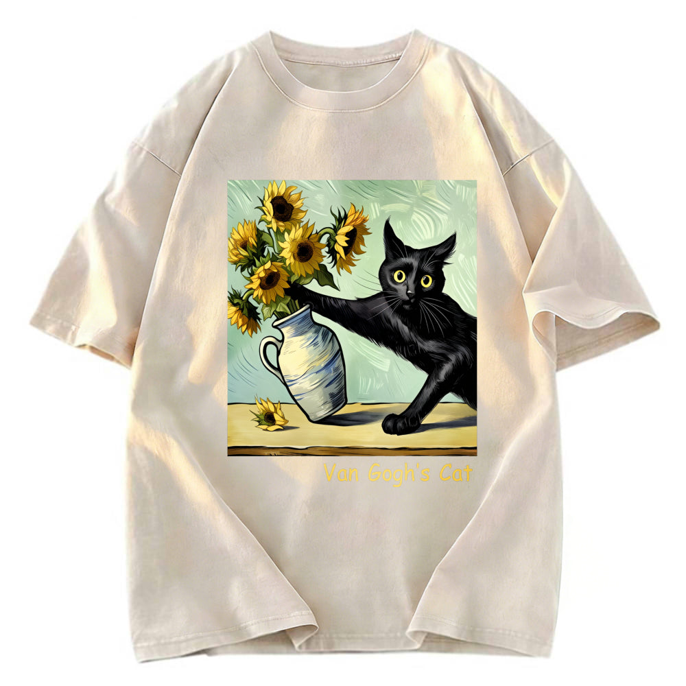 Tokyosol Van Gogh's Naughty Cat Washed T-Shirt