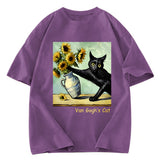 Tokyosol Van Gogh's Naughty Cat Washed T-Shirt