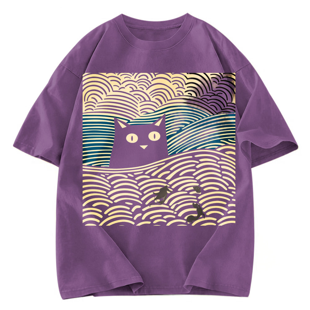 Tokyosol Kawaii Cat Japanese Washed T-Shirt