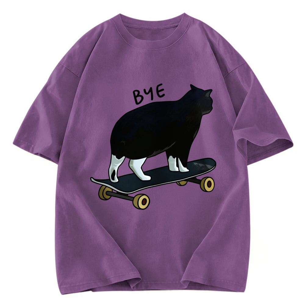 Tokyosol Cat On Skateboard Washed T-Shirt