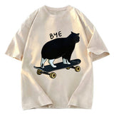 Tokyosol Cat On Skateboard Washed T-Shirt