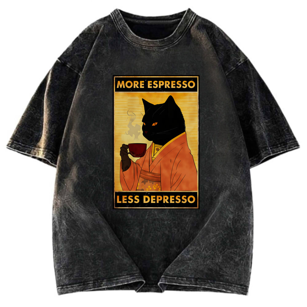 Tokyosol Increase Espresso Decrease Distress Washed T-Shirt