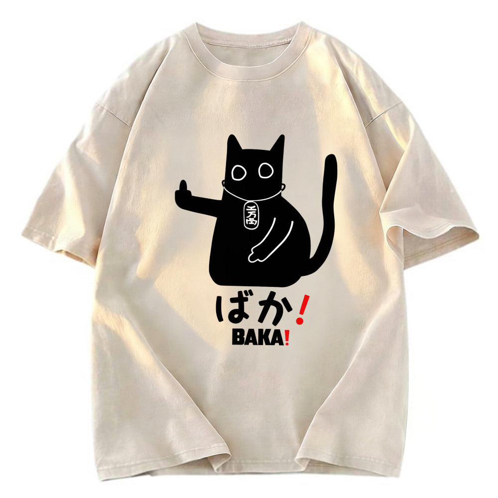 Tokyosol Japanese Baka Cat Washed T-Shirt