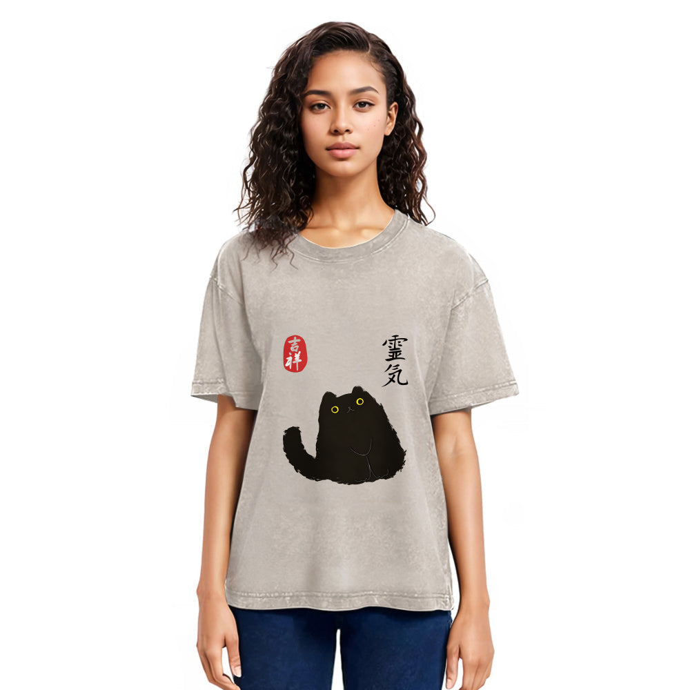 Tokyosol Black Civet Cat Washed T-Shirt